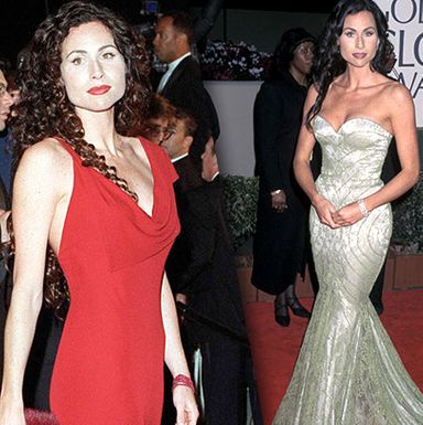 Just days before the photo on the right was taken, Driver, who got an Oscar nomination for her supporting role in Good Will Hunting, had been publicly dumped by her boyfriend and co-star Matt Damon — when he’d mentioned during an Oprah interview that he was single. She managed to pull off a polished (if slightly dull) appearance at the Golden Globes. But once she’d had time to plan, she turned up at the Oscars wearing the red Halston on the left, which her stylist called “the screw-you dress."