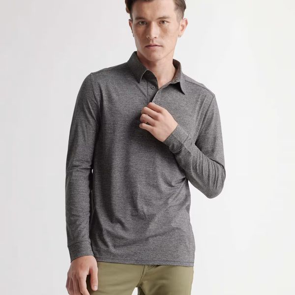 Quince Flowknit Breeze Performance Long Sleeve Polo