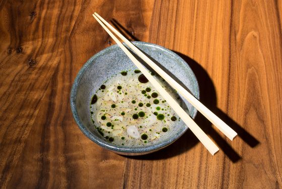 Razor clam &#8212; pineapple, basil.