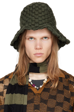 Isa Boulder Green Woven Bucket Hat