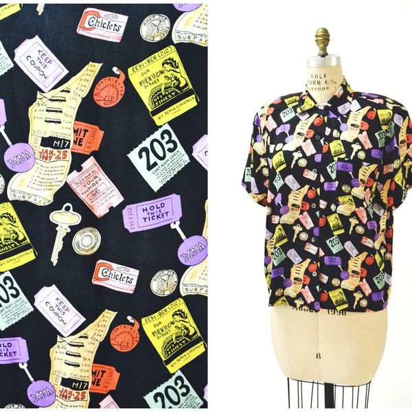 Hooked on Honey 90s Vintage NYC Silk Shirt by Nicole Miller