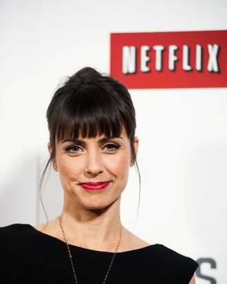 Constance Zimmer poses on the red carpet during the Netflix's 