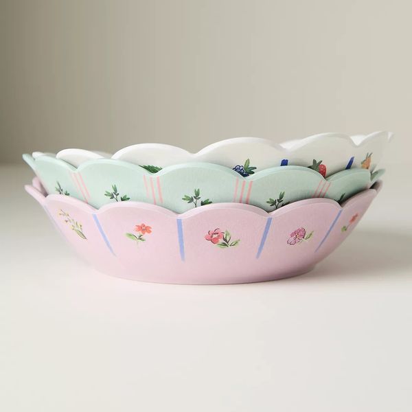 Annette Floral Melamine Pasta Bowls, Set of 4