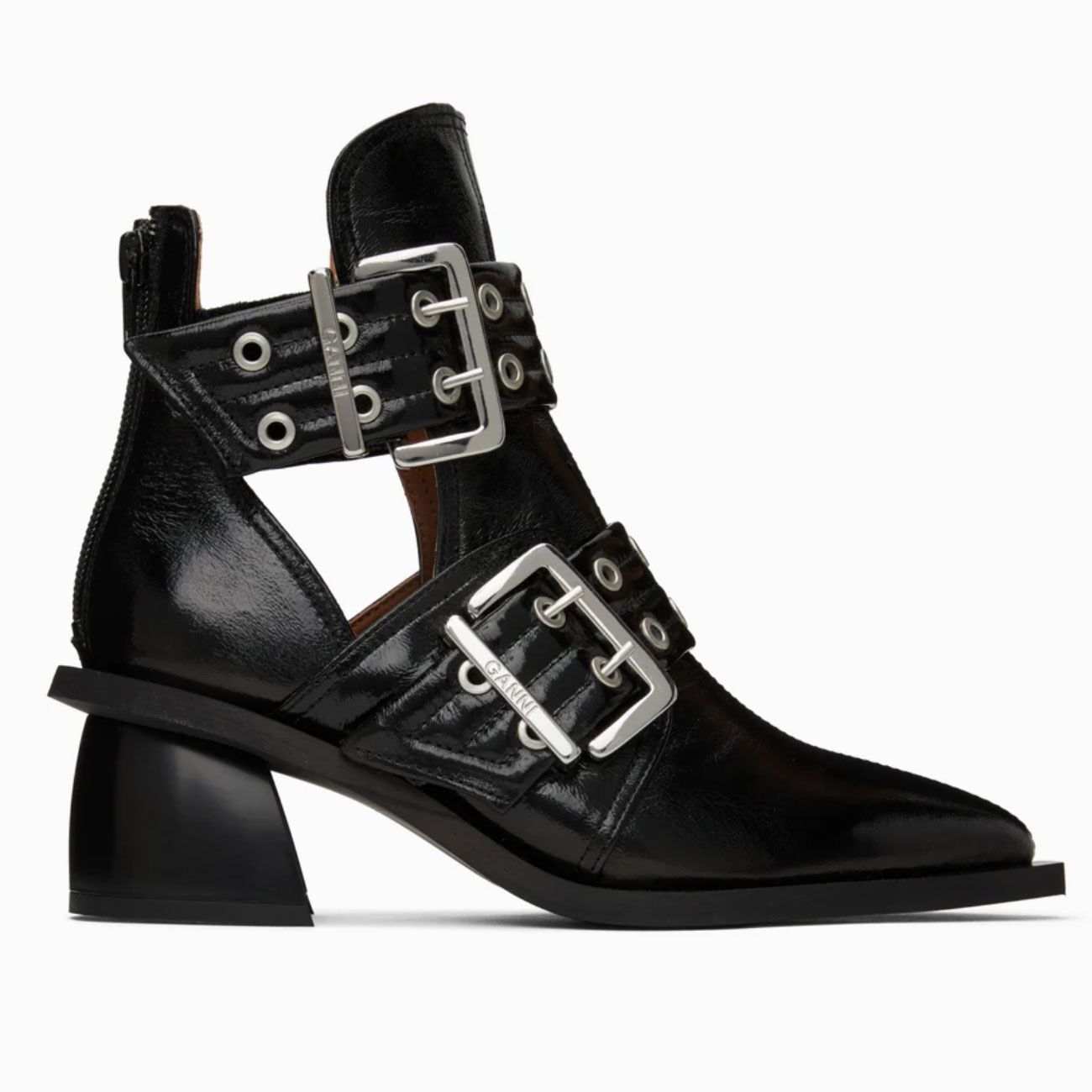 Black ankle outlet boots with straps