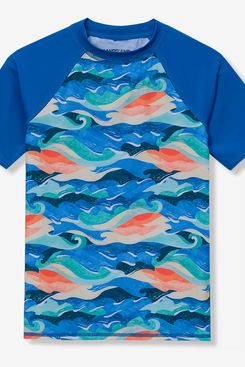 Lands’ End Boys Sunshade UPF 50 Chlorine Resistant Short Sleeve Crew Neck Rash Guard