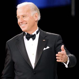 Vice President Joe Biden prepares to dance with his wife Jill during the Home States Ball, Tuesday, Jan. 20, 2009, in Washington. 