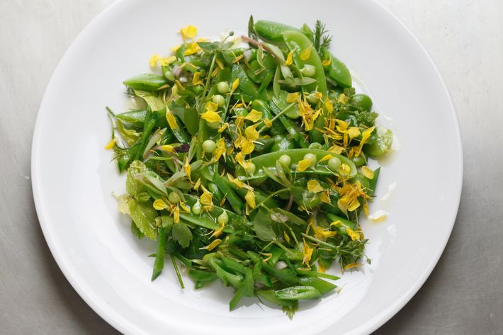 Spring peas with sweet onion and favas.
