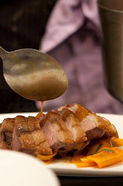 Roasted duck breast with a butternut squash-shiitake kimchee (pairing: Stateside Saison from Stillwater Artisanale Ales)