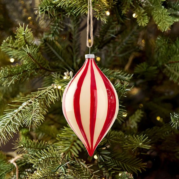 Hand Painted Red and White Onion Ornament