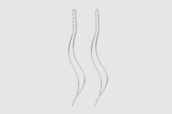 Sterling Silver Double S-Curved Threader Drop Earrings, 2.5 Inch