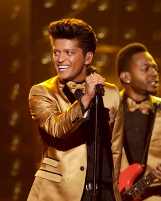 Musician Bruno Mars performs onstage at the 54th Annual GRAMMY Awards held at Staples Center on February 12, 2012 in Los Angeles, California.