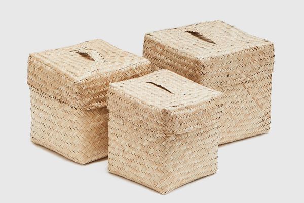 BIDK Home Woven Seagrass Baskets (Set of Three)