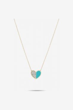 Adina Reyter Ceramic Pavé Folded Heart Necklace