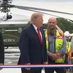 President Trump tries to speak while being drowned out by Marine One.