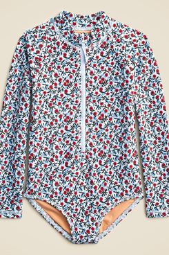 J. Crew Girls’ Zip-up Rash Guard One-piece Swimsuit