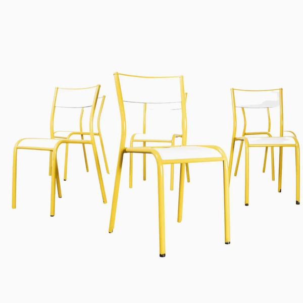 1970's Yellow Mullca Stacking Dining Chair, Set Of Six