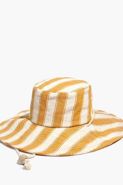 Madewell Striped Linen-Cotton Oversized Sunhat