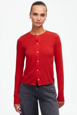 Madewell Wool-Blend Crewneck Cardigan