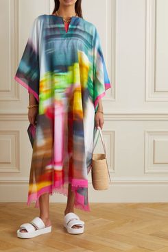 Dries Van Noten Azure Frayed Kaftan