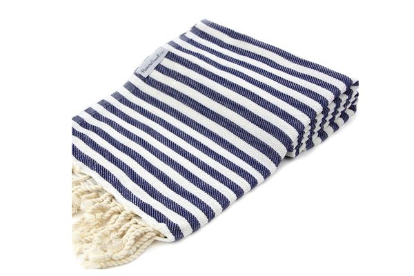 The Riviera Towel Company Navy Striped Turkish Towel