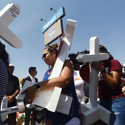 Mourners in El Paso, Texas, after a mass shooting there killed 22 people in August 2019.