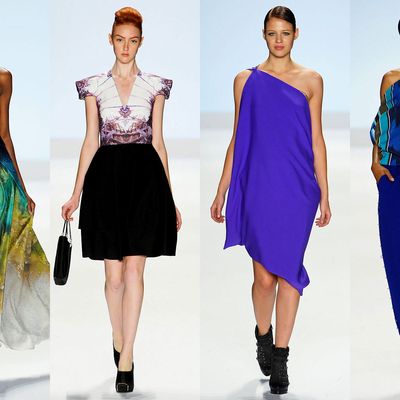 From left: looks from Anya Ayoung-Chee, Viktor Luna, Joshua McKinley, and Kimberly Goldson.