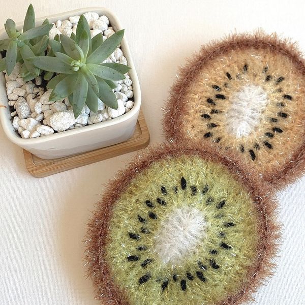 MamaScrubbies Kiwi Shape Korean Crocheted Dish Scrubby