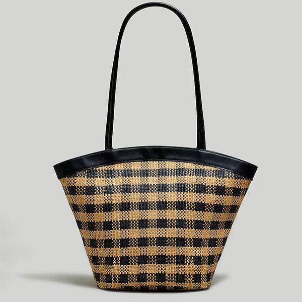 Madewell Gingham Paper Straw Tote