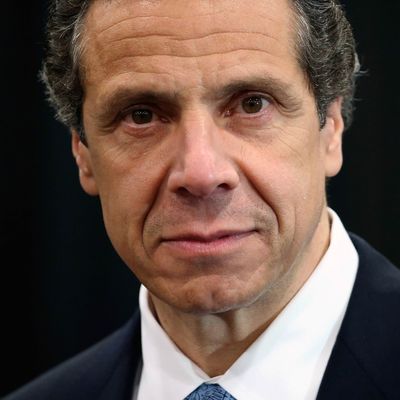New York Governor Andrew Cuomo addresses the media while announcing a new bill with tougher penalties for texting while driving at a press conference at the Javits convention center on May 31, 2013 in New York City. 