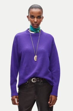 J.Crew Oversized Cashmere Crewneck Sweater - Tetra Purple