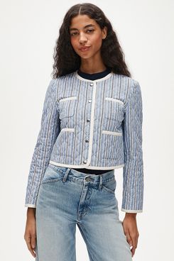 J.Crew Quilted Lady Jacket in Striped Cotton