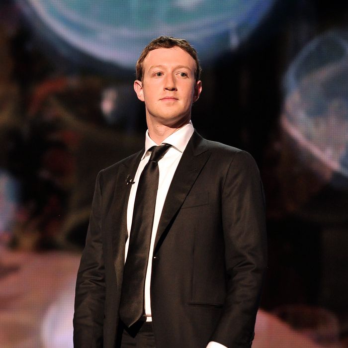 Mark Zuckerberg is a presenter at the 2014 Breakthrough Prizes Awarded in Fundamental Physics and Life Sciences Ceremony at NASA Ames Research Center on December 12, 2013 in Mountain View, California. 