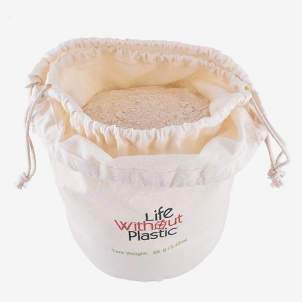 Life Without Plastic Organic Flat-Bottom Large Double Cotton Bulk Bag for Flour