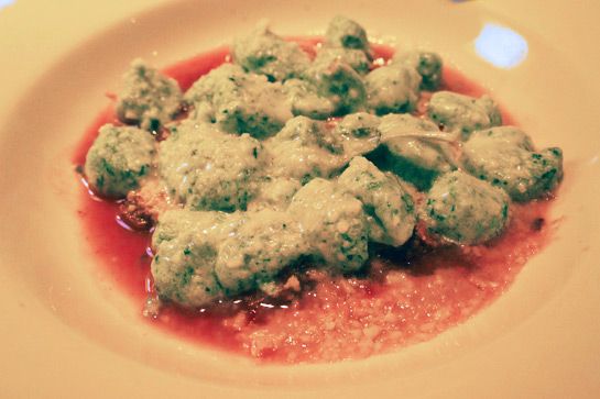 Spinach-Ricotta Gnudi With Beef Ragu
Poggio, Sausalito
777 Bridgeway
415.332.7771; $16
The star of Poggio's always changing pasta menu has long been these light little ricotta 