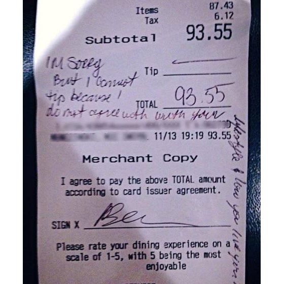 The receipt in question.