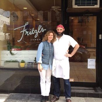Dan Ross-Leutwyler and his wife outside Fritzl's.
