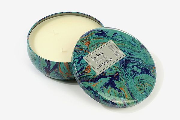 La Jolie Muse Citronella Candles Scented Soy Wax Three-Wick Tin