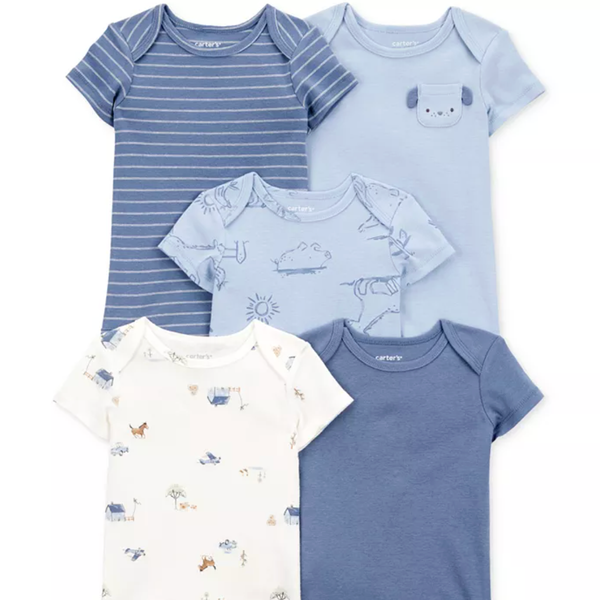 Carter's Baby 5-Pk. Cotton Dog-Print Short-Sleeve Bodysuits