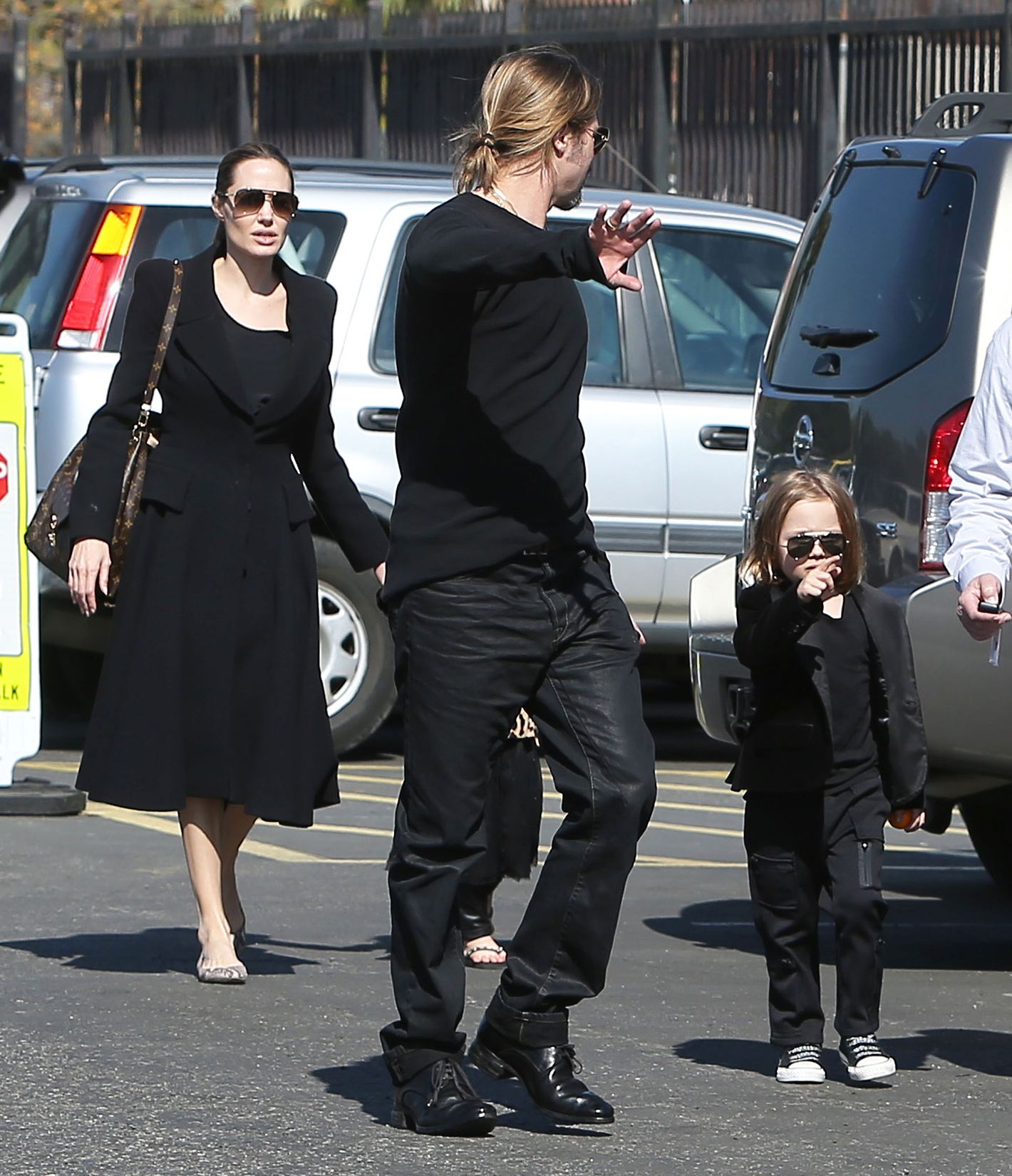 Angelina Jolie Wears Nude Louboutin Pumps with Vivienne Jolie-Pitt