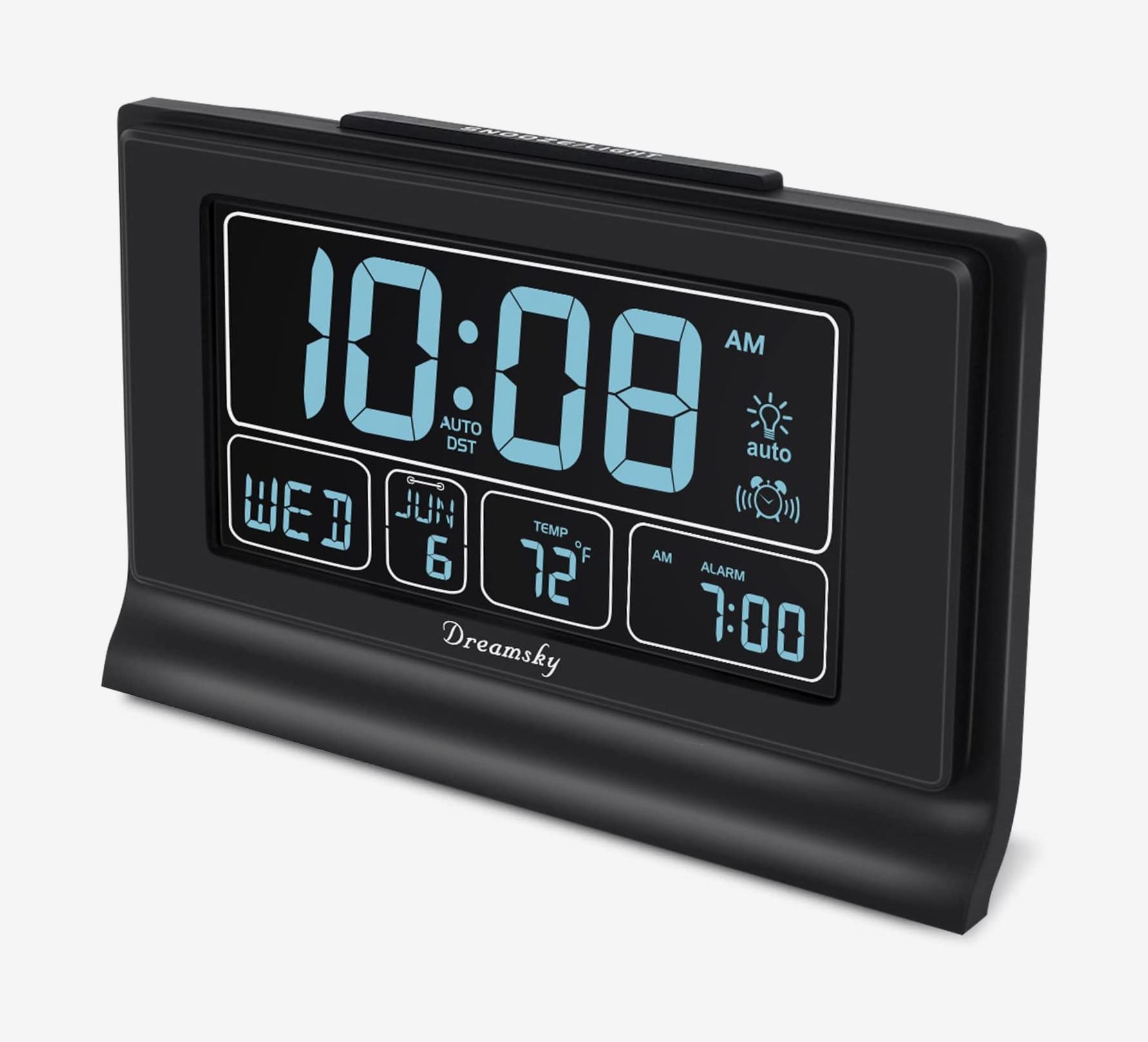 Battery Digital Alarm Clock For Bedroom 4.5" Lcd Display Bedside Alarm Clock Wi 