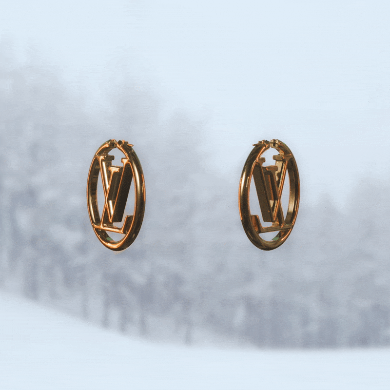 louis vuitton earrings lv logo hoops