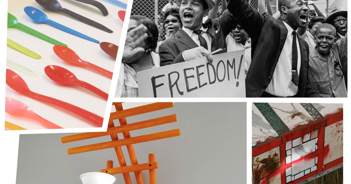 Design Edit Broomstick Lamp, Fiberglass Cup & Mosaic Stool