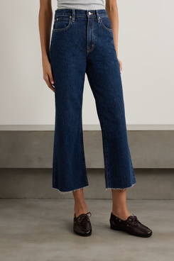 Slvrlake Grace Cropped Frayed Mid-Rise Wide-Leg Jeans