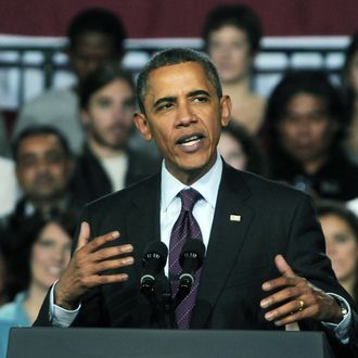 MANCHESTER, NH - NOVEMBER 22: U.S. President Barack Obama speaks at Manchester Central High School November 22, 201 in Manchester, New Hampshire. Obama spoke about job creation and prevneting a payroll tax hike at the end of th year. (Photo by Darren McCollester/Getty Images)