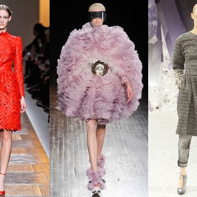 From left: new looks from Valentino, McQueen, and Chanel.
