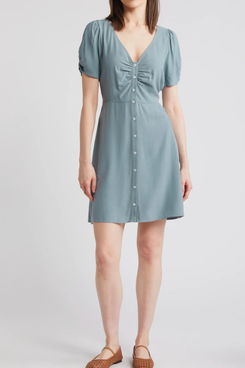 Madewell V-Neck Button-Front Minidress