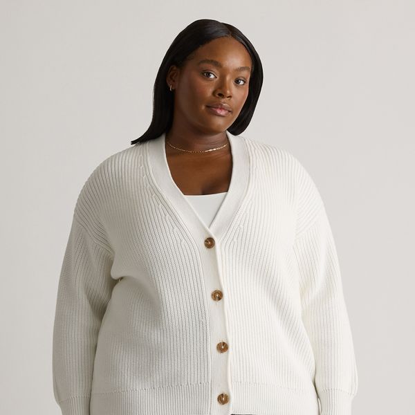 Quince Women's Extended Sizes 100% Organic Cotton Oversized Boyfriend Cardigan
