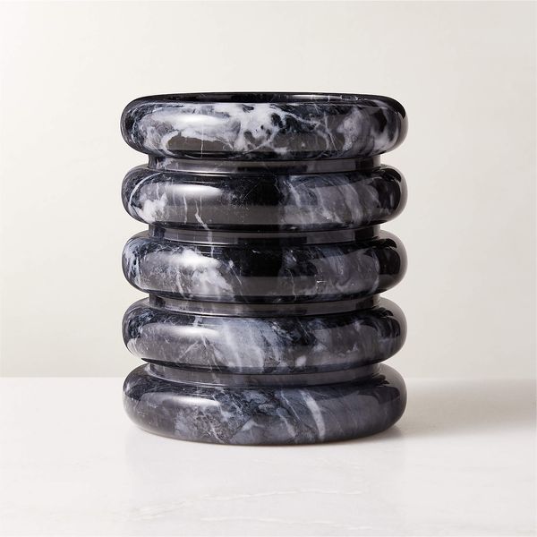 CB2 Turk Black Marble Utensil Holder