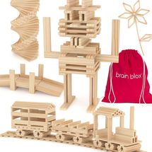 Brain Blox Wooden Building Blocks for Kids — Building Planks Set