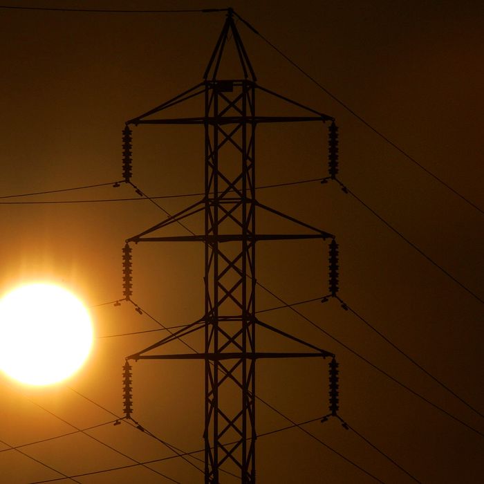  Power towers are seen as the sun sets July 24, 2006 in San Rafael, California. The California Independent System Operator declared a stage two power alert for all of California today after available power had fallen to below five percent as high temperatures scorched the state for eight days straight prompting Californians to use a record 50,270 megawatts of power. Temperatures are expected to cool slightly over the next few days but strain on the power grid will continue. A Stage 2 alert means that remaining available power has fallen to below five percent and some businesses will begin to voluntarily shut down some of their operations in exchange for discounted rates. Californians hope to avoid a Stage 3 alert, which would involve rolling blackouts, as calls go out to cut back on power usage until the heat subsides this evening. 